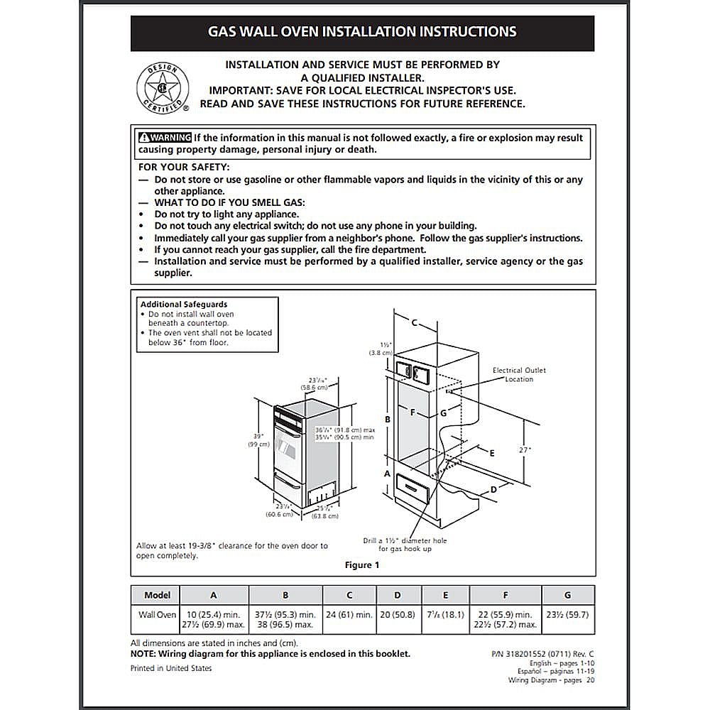 Part #318201552, Wall Oven Owners Manual / 15.00 x 11.00 x 0.00