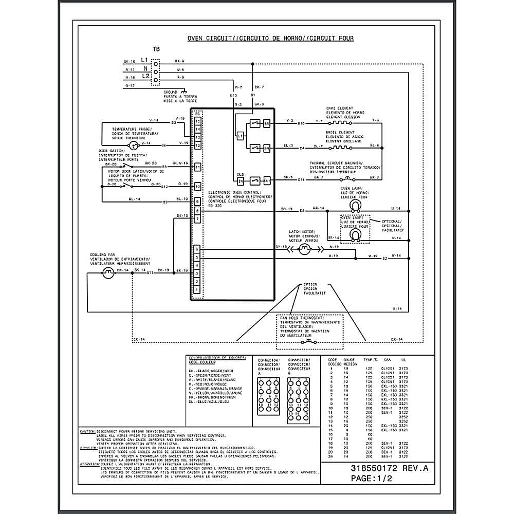 Part #318550172, Wiring Diagram