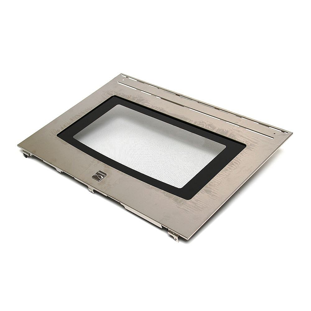 Photo of Range Oven Door Outer Panel Assembly (Black and Stainless) from Repair Parts Direct