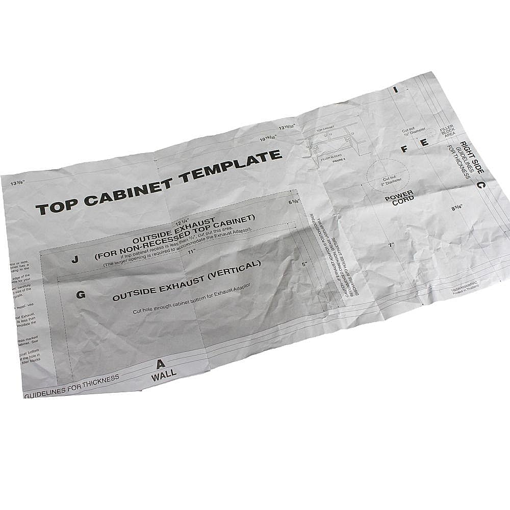 Frigidaire Part #5304468216, Microwave Installation Template | 12.20 x 9.10 x 1.65
