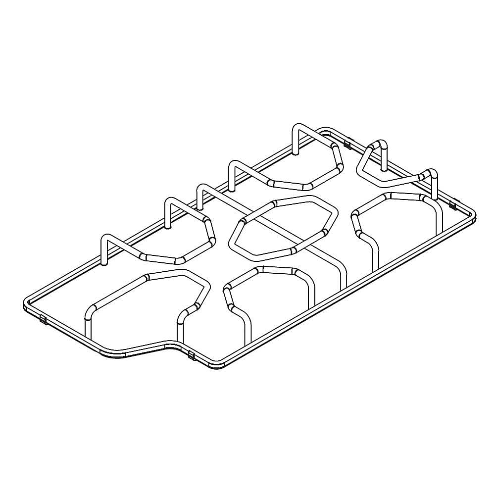 Frigidaire Part #5304498804, Cooktop Burner Grate, Left (Black) | 20.45 x 10.15 x 2.40
