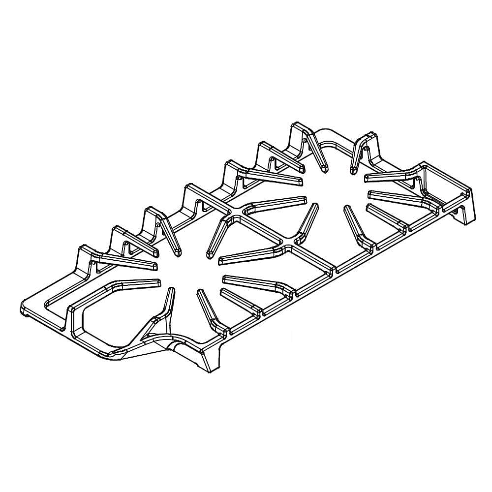 Part #5304499392, Cooktop Burner Grate, Left (Black) / 19.70 x 9.70 x 2.00