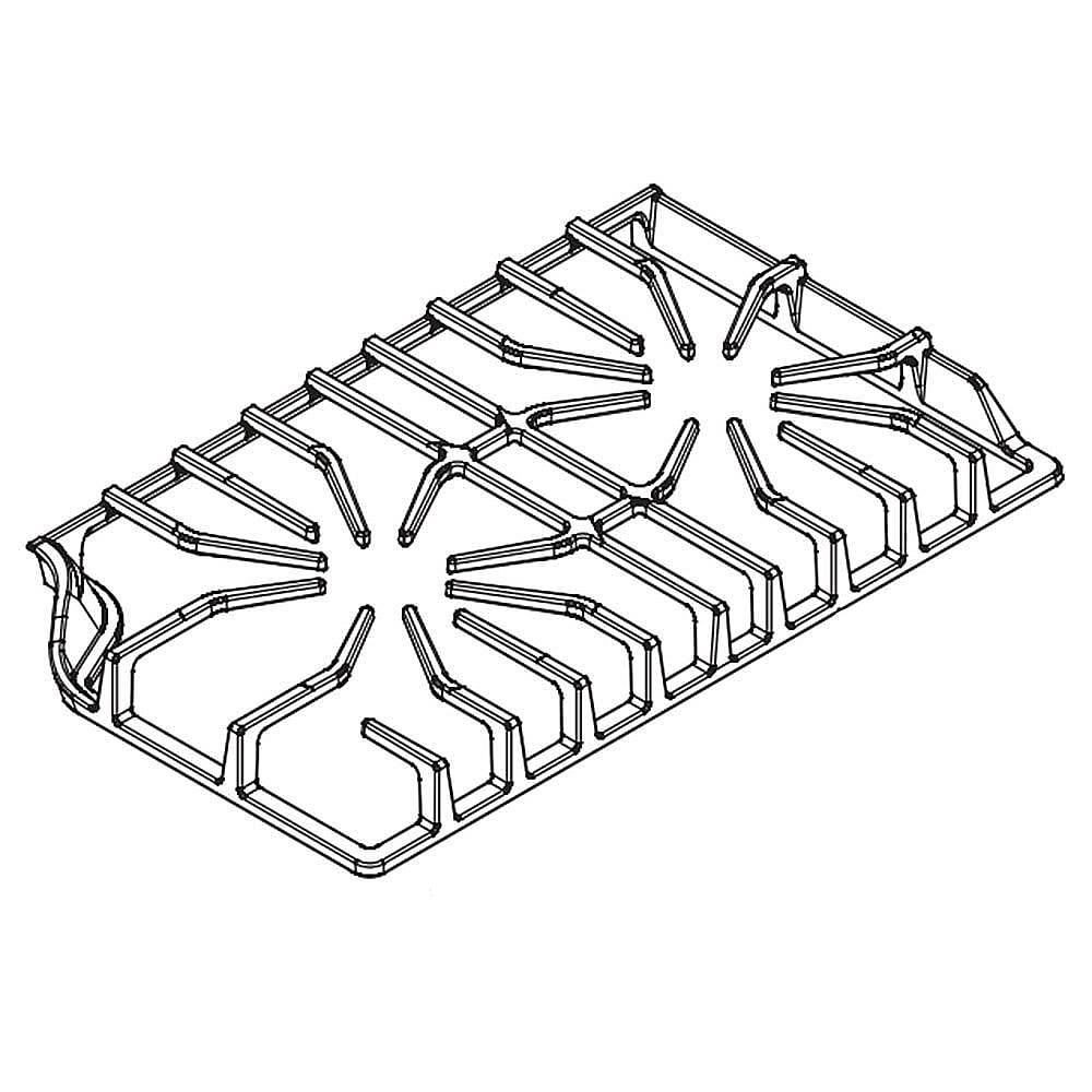 Part #5304504843, Cooktop Burner Grate (Black) / 19.90 x 12.20 x 2.40