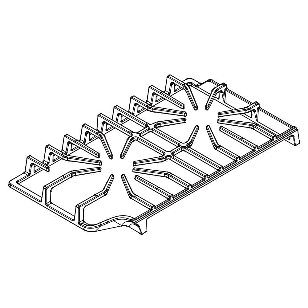 Part #5304504845, Cooktop Burner Grate, Left (Black) / 21.25 x 20.00 x 4.00