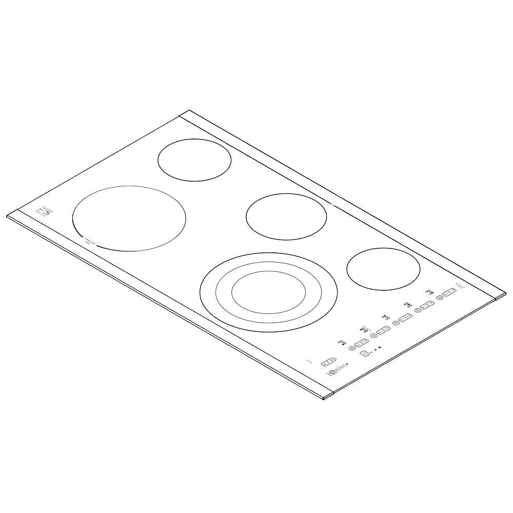 Part #5304507323, Cooktop Main Top Assembly (Black) / 37.25 x 22.50 x 3.00