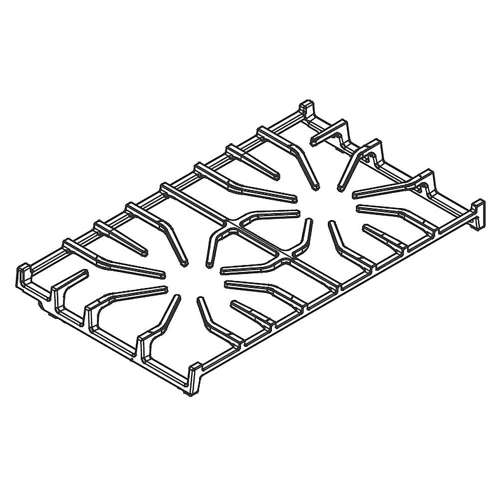 Part #5304518358, Range Surface Burner Grate, Side (Black) / 19.95 x 12.15 x 1.75