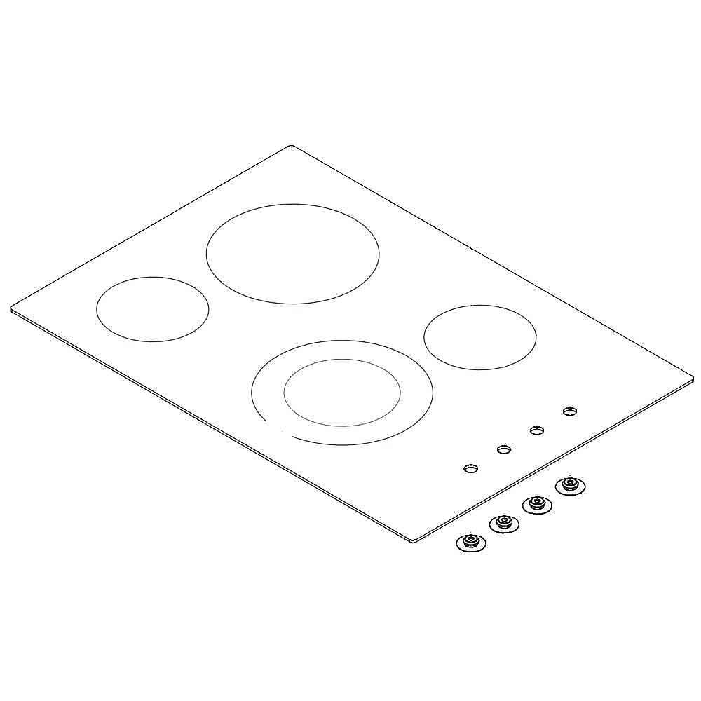 Part #5304518625, Cooktop Main Top Assembly (Black) (Replaces 5304518626) / 34.00 x 25.90 x 7.10
