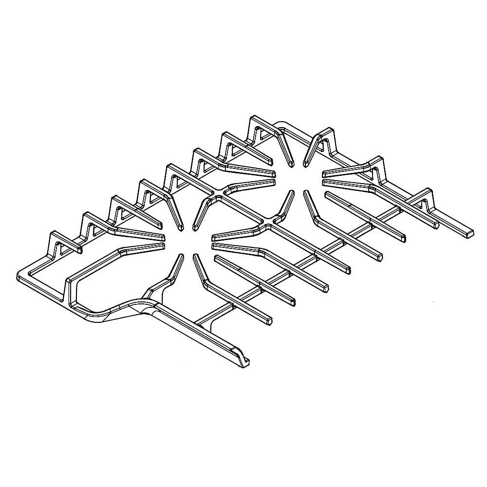 Part #5304522678, Cooktop Burner Grate, Left (Black) / 19.75 x 14.25 x 1.88