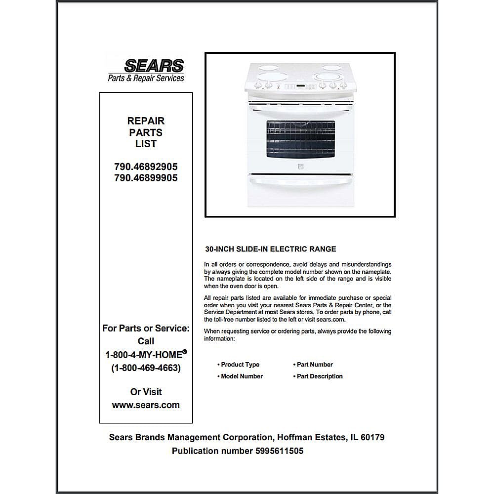 Part #5995611505, Repair Parts List