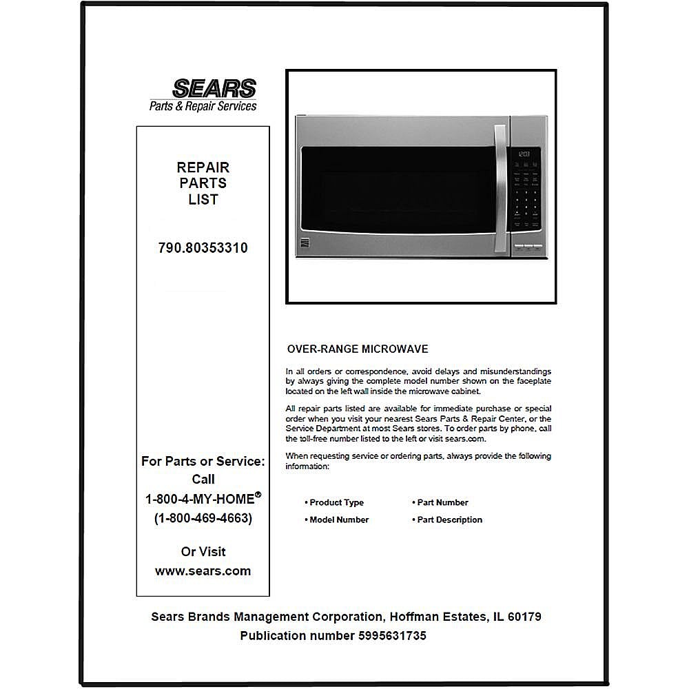 Microwave/Hood Repair Parts List