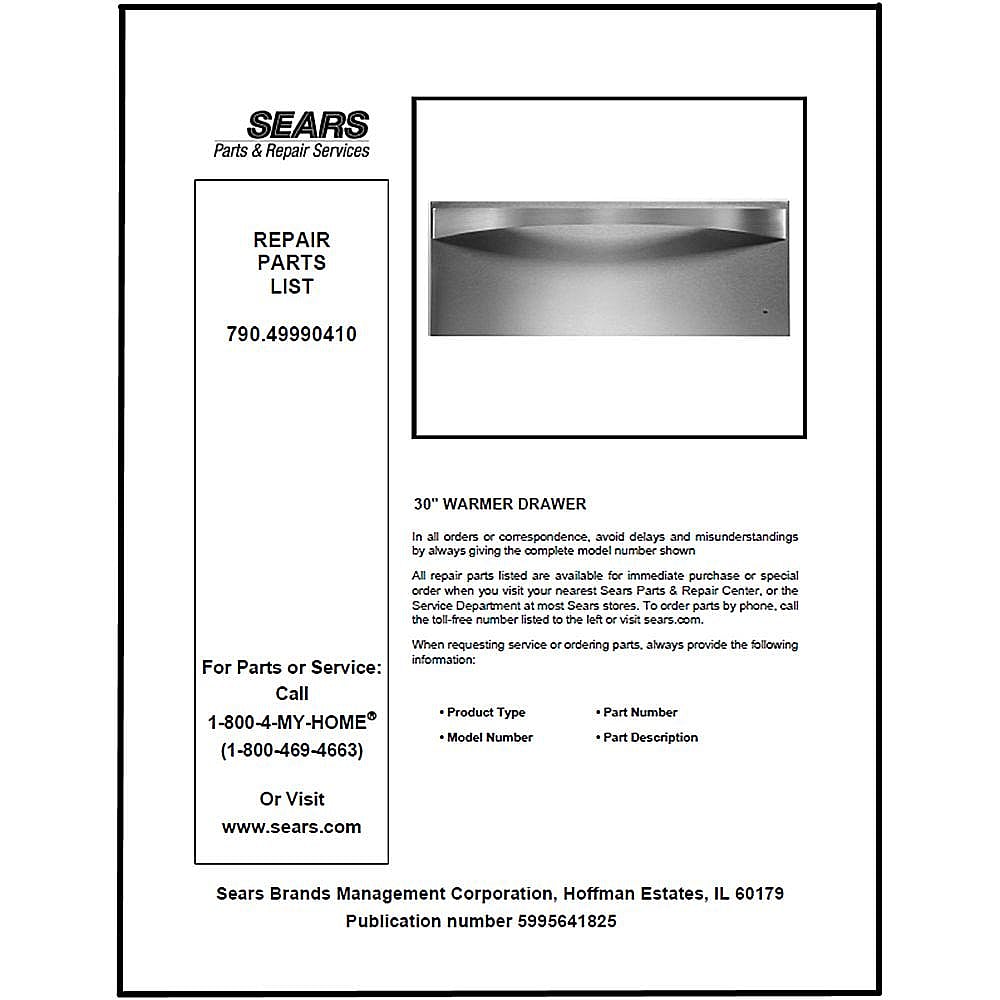 Part #5995641825, Repair Parts List