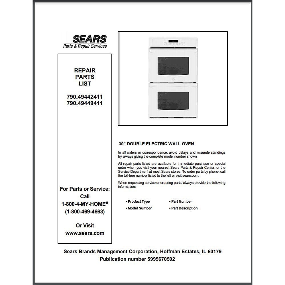 Part #5995670592, Repair Parts List