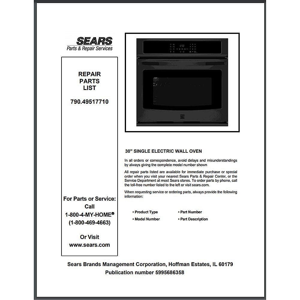 Part #5995686358, Kenmore Repair Parts Catalog