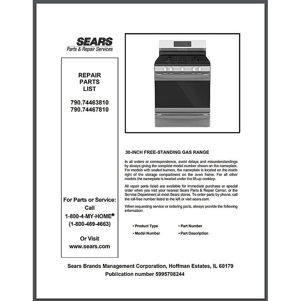 Part #5995708244, Repair Parts Catalog