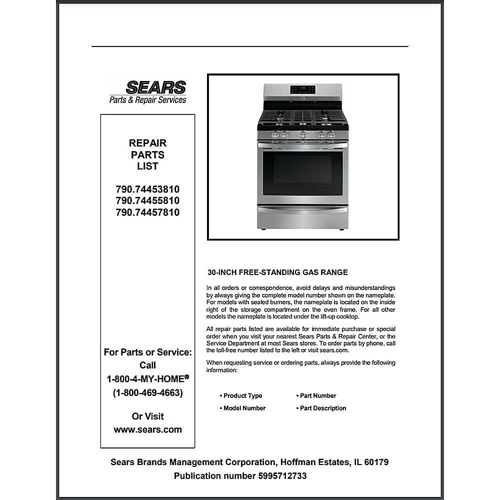 Part #5995712733, Repair Parts Catalog