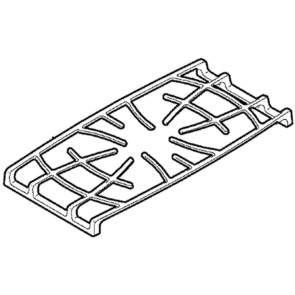 Part #807412601, Range Surface Burner Grate, Center (Black) / 27.40 x 19.30 x 2.40
