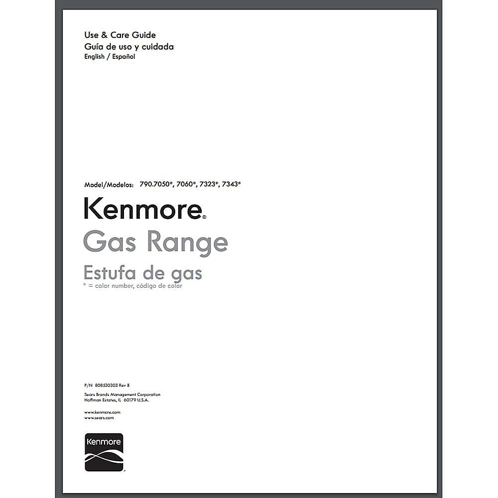 Part #808530303, Range Owners Manual / 15.00 x 11.00 x 0.00