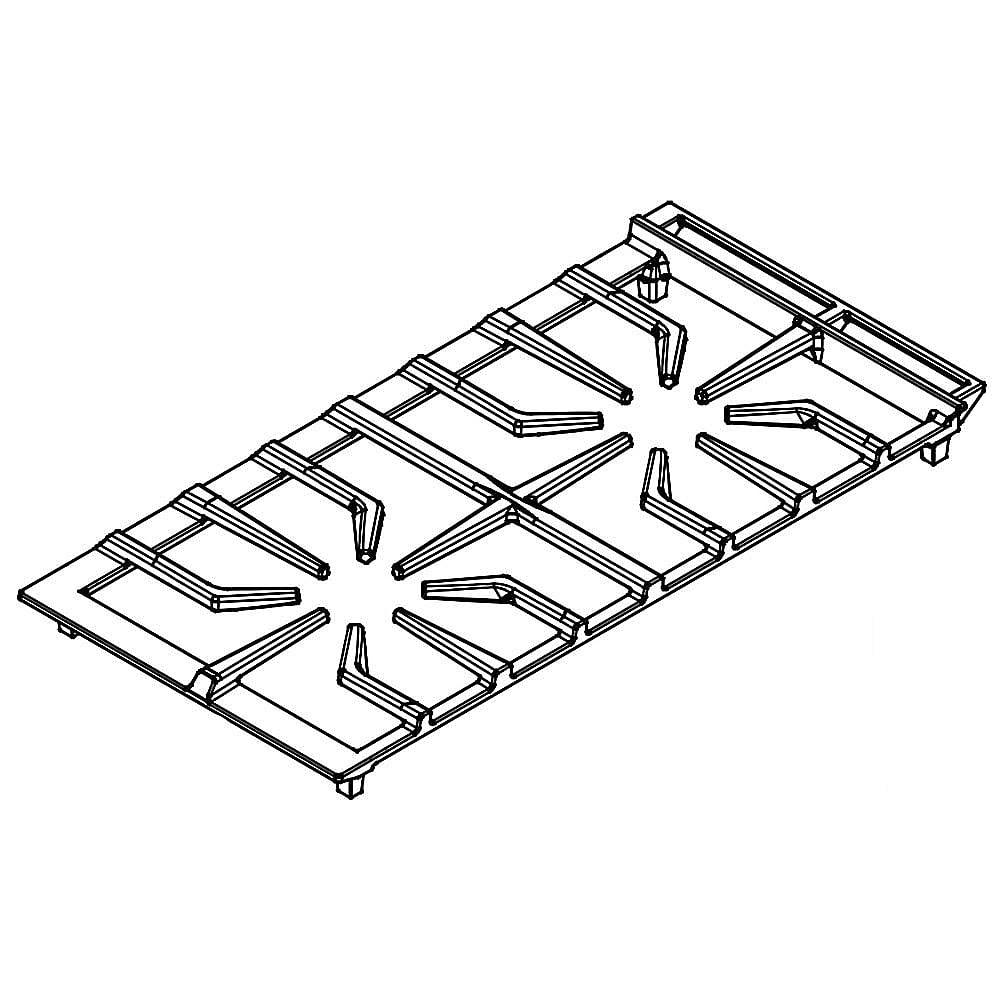 Part #a06891102, Range Surface Burner Grate, Left (Black) / 20.90 x 11.00 x 4.00