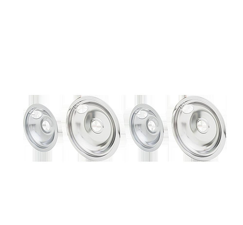 Part #l304458797, Smart Choice Range Drip Pan Set (Chrome) (Replaces 316048428, 318067042, 318067052, 318067070, 318067077, / 9.35 x 9.30 x 2.70