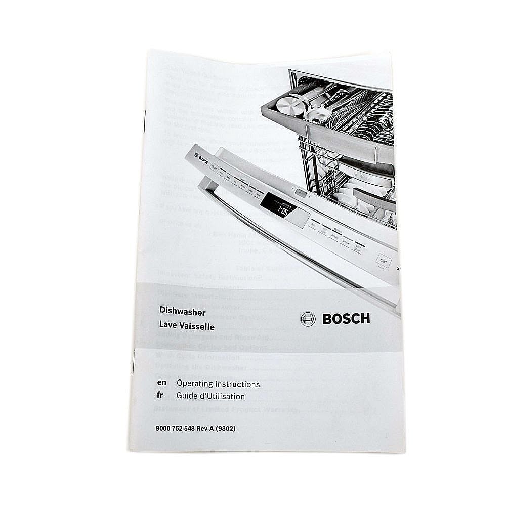 Part #00764188, Dishwasher Owners Manual