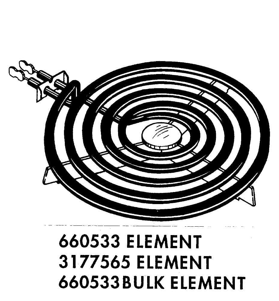 Part #wp3177565, Cooktop Coil Element, 8-In / 7.87 x 8.87 x 2.00