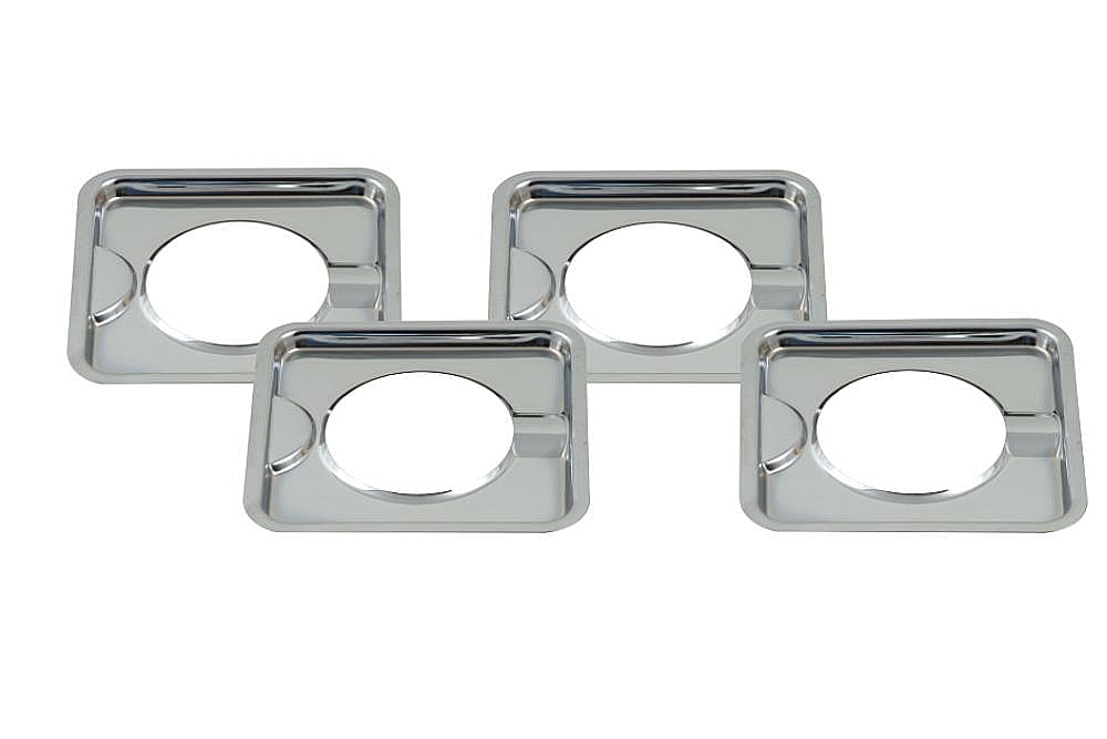 Part #786399, Range Drip Pan Set, 4-Pack (Chrome) / 7.75 x 7.75 x 0.50
