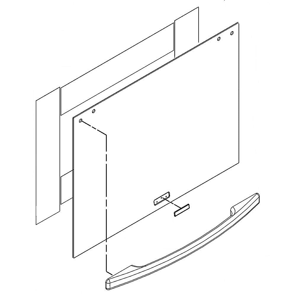 Part #w10155557, Range Oven Door Outer Panel Assembly (Stainless) / 35.38 x 24.50 x 5.75