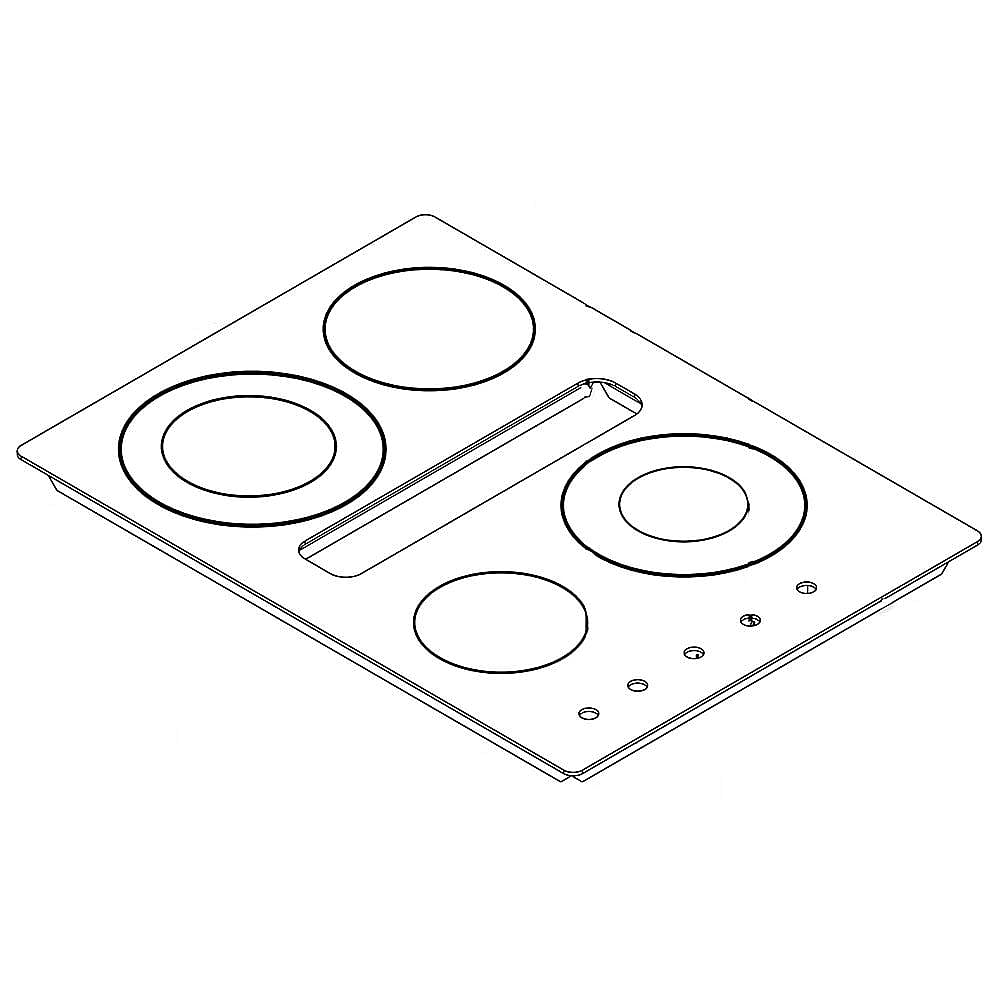 Part #w10163205, Cooktop Main Top (Frost White) / 41.00 x 25.00 x 6.25