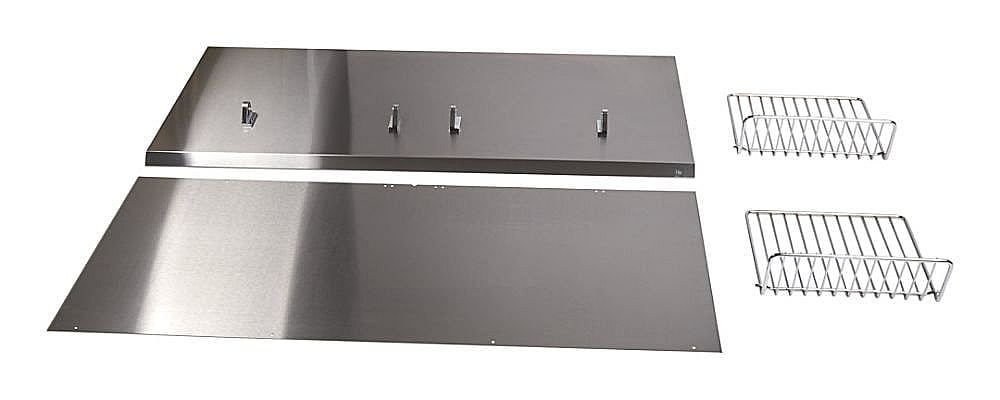 Part #w10285449, Whirlpool Range Backsplash Kit (Stainless) / 50.25 x 26.25 x 6.25