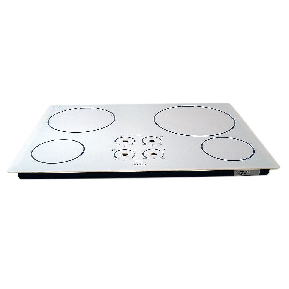 Part #w10376592, Cooktop Main Top Assembly (White) / 35.00 x 24.75 x 4.50