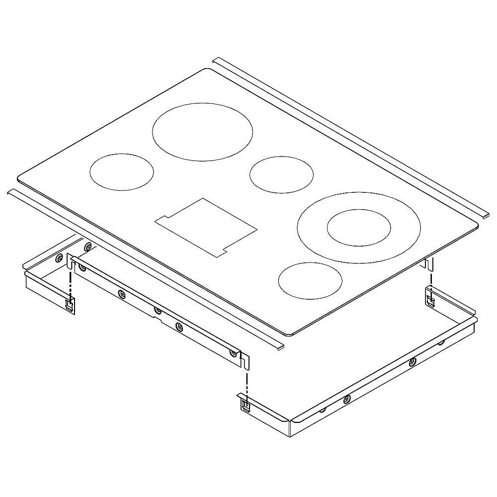 Part #w10451418, Cooktop Main Top (Stainless) / 4.00 x 25.00 x 36.00