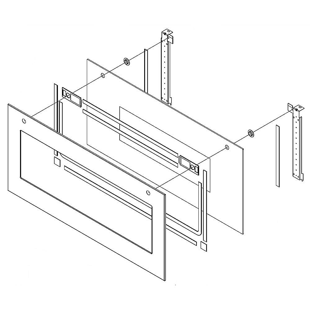 Part #w10497862, Wall Oven Microwave Door Outer Panel Assembly (Stainless) / 39.50 x 30.00 x 6.75