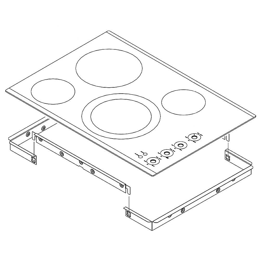 Part #w10505179, Range Main Top Assembly (Black) / 34.00 x 27.50 x 6.00