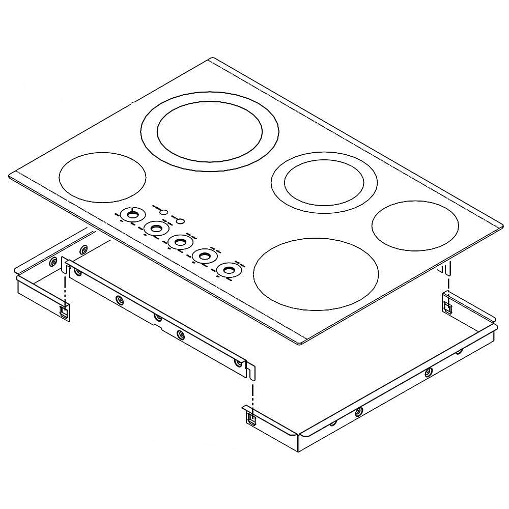 Part #w10505188, Range Main Top Assembly | 41.00 x 7.00 x 25.00
