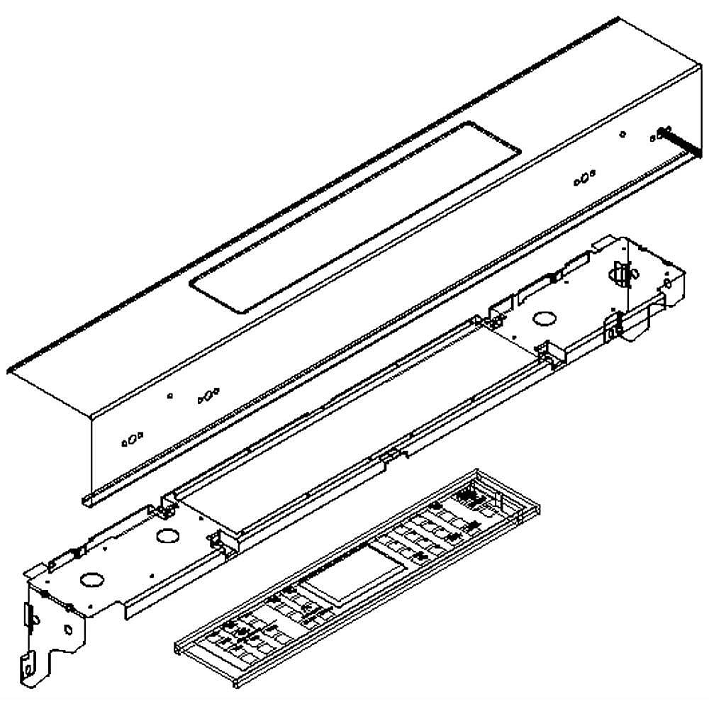 Part #w10547095, Range Control Panel Assembly (Black) / 29.25 x 4.50 x 4.20