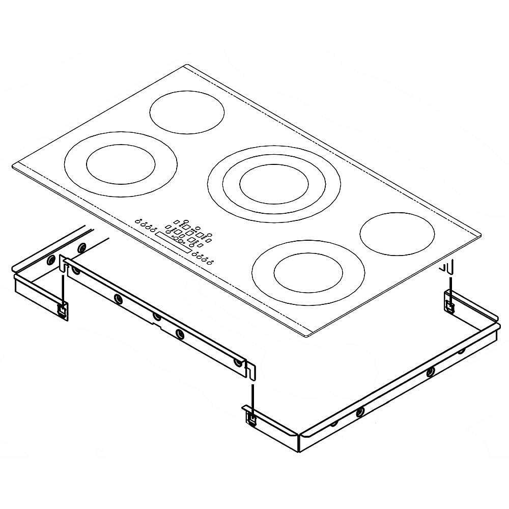 Part #w10566716, Cooktop Main Top Assembly / 41.00 x 25.00 x 6.50
