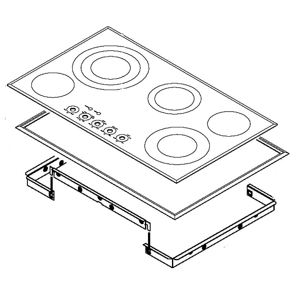 Part #w10570697, Cooktop Main Top (Black) / 41.00 x 6.50 x 25.00