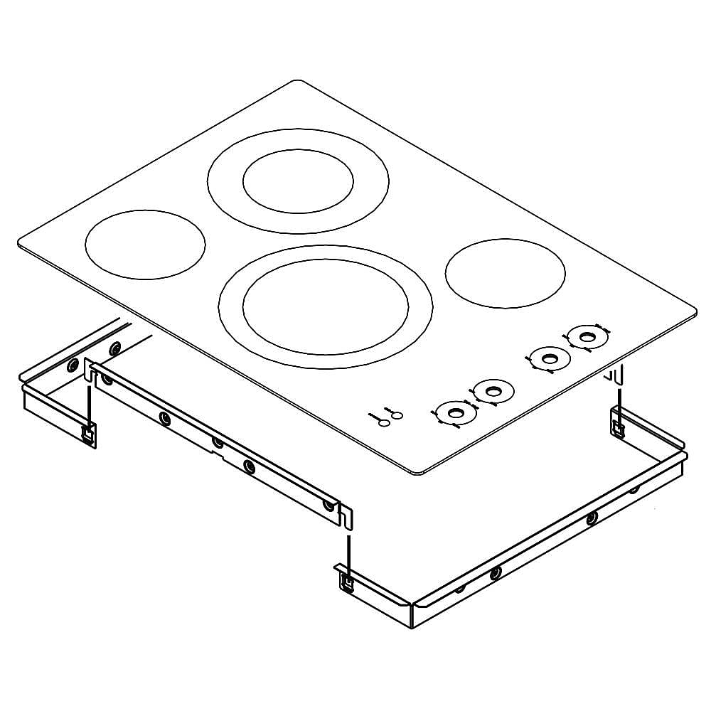 Part #w10570702, Cooktop Main Top Assembly / 34.00 x 28.12 x 5.75