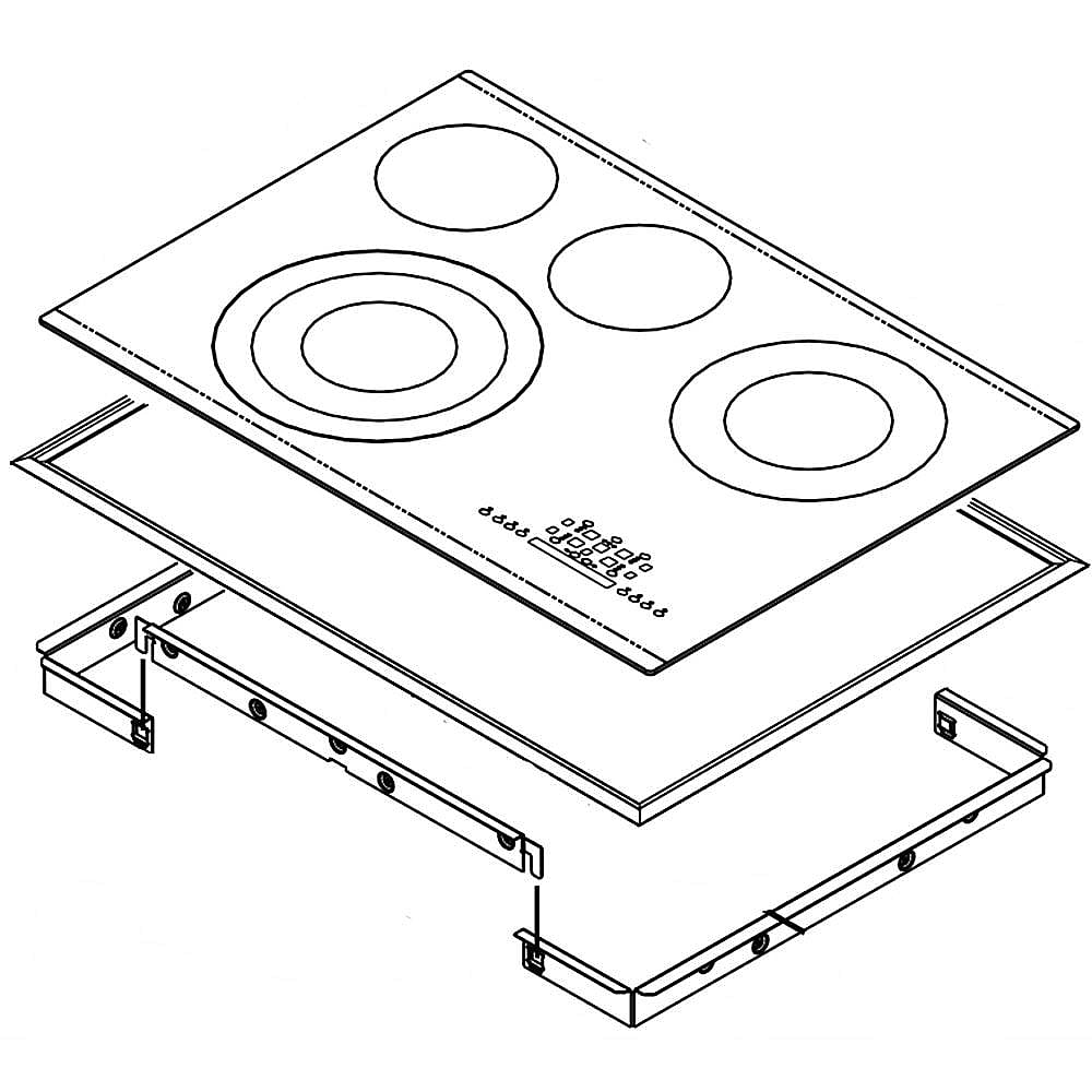 Part #w10622120, Whirlpool Cooktop Main Top Assembly (Stainless) / 39.15 x 30.00 x 7.00