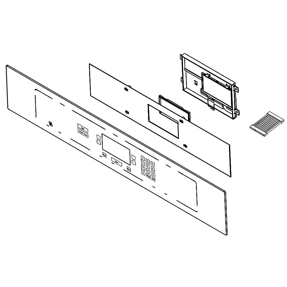 Part #w10672687, Wall Oven Control Panel Assembly (Black) / 34.50 x 11.00 x 5.50