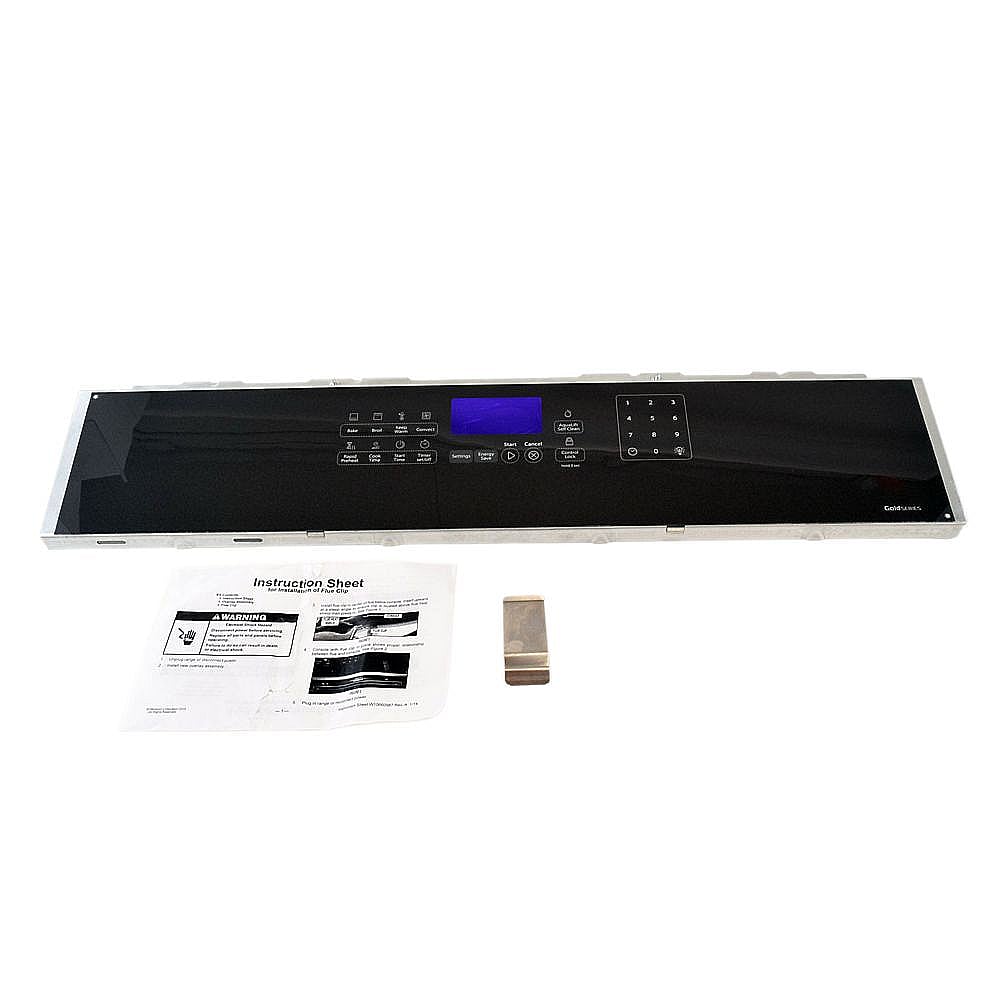 Part #w10678665, Range Oven Control Overlay Kit (Black) / 8.57 x 3.82 x 30.94
