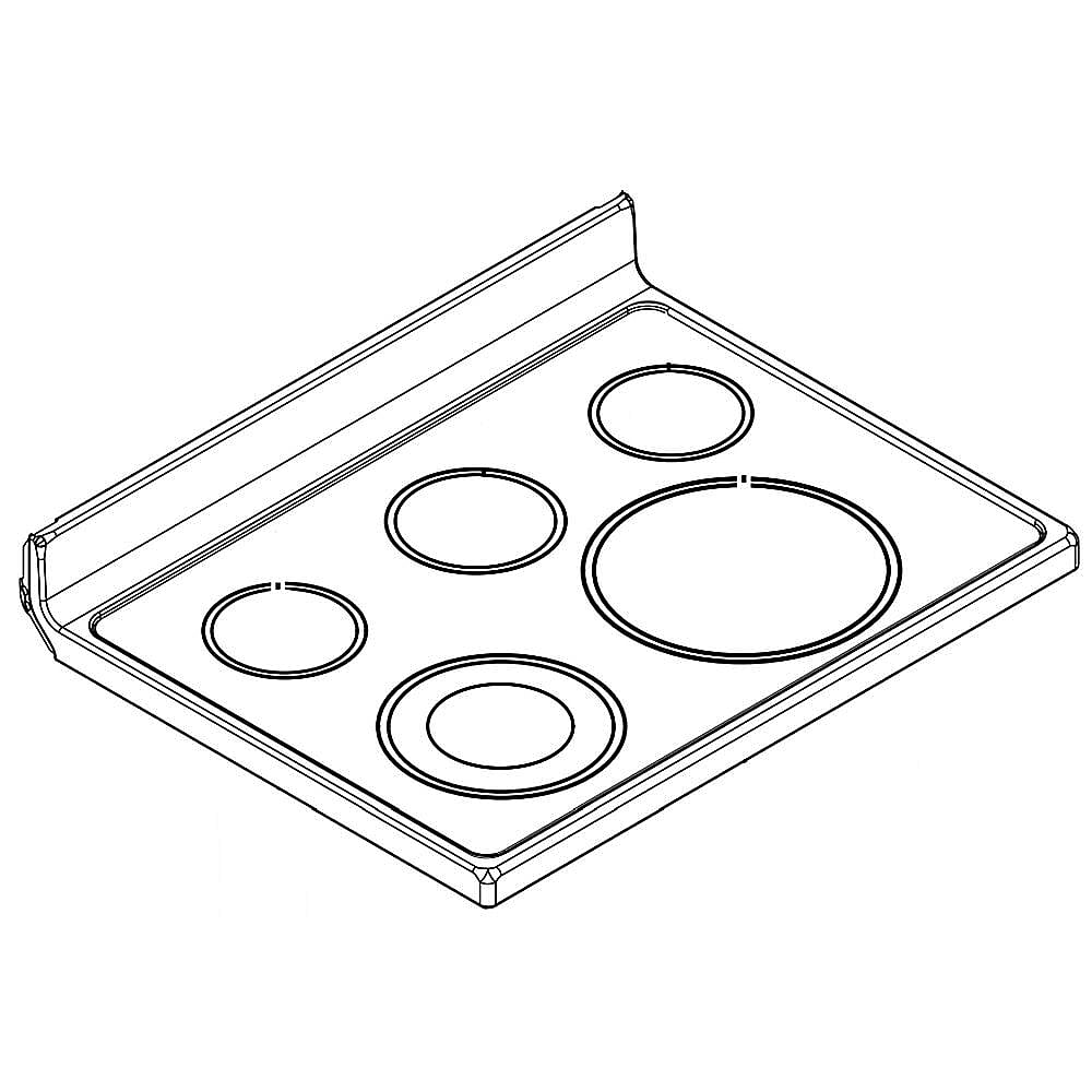 Part #w10691698, Whirlpool Range Main Top (Black) / 34.50 x 30.12 x 9.00