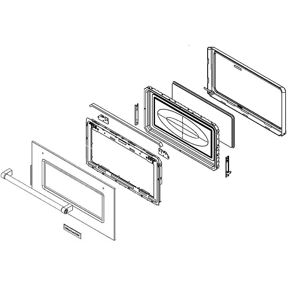 KitchenAid Part #w10696352, Microwave Door Assembly | 38.00 x 12.13 x 1.25
