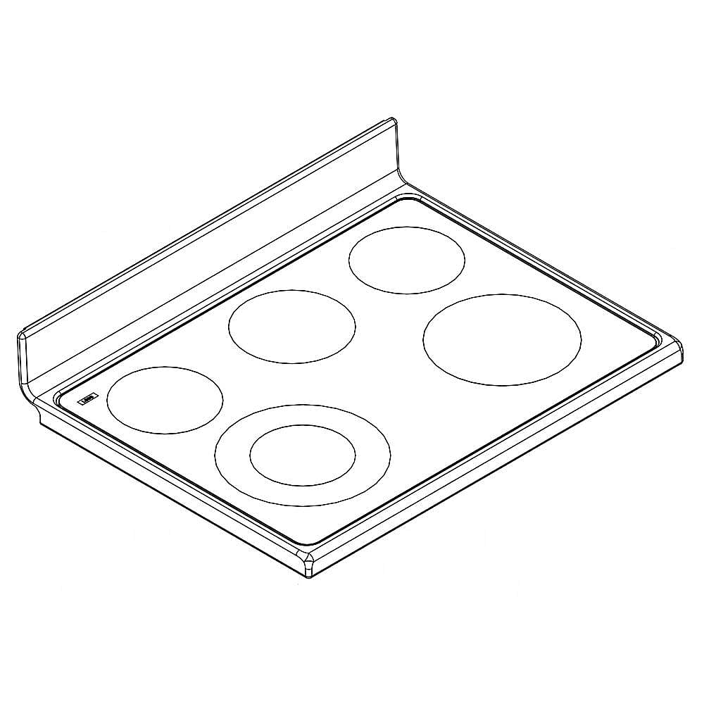 Part #w10719621, Range Main Top (White) / 34.50 x 9.00 x 30.00