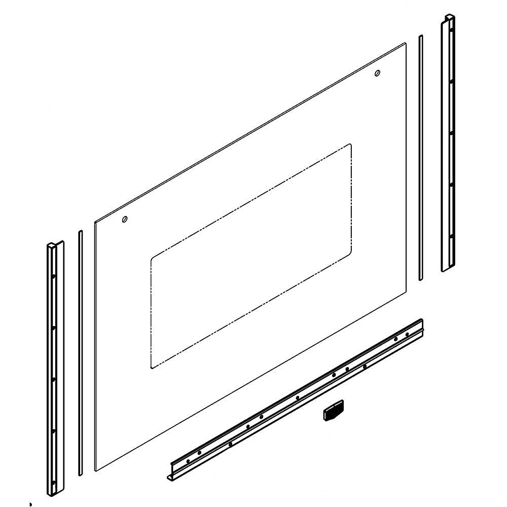 Part #w10719636, Range Oven Door Outer Panel (Black) / 39.50 x 29.75 x 8.58