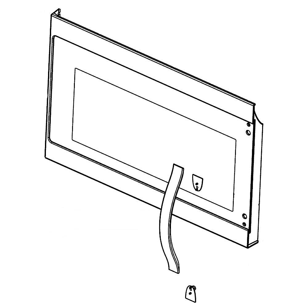 Part #w10727607, Microwave Door Outer Panel Assembly (Black) / 28.50 x 18.75 x 7.38