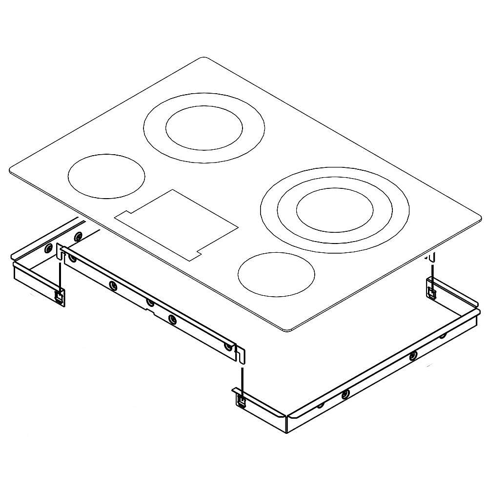 Part #w10749638, Cooktop Main Top (Black) / 39.50 x 29.75 x 6.75