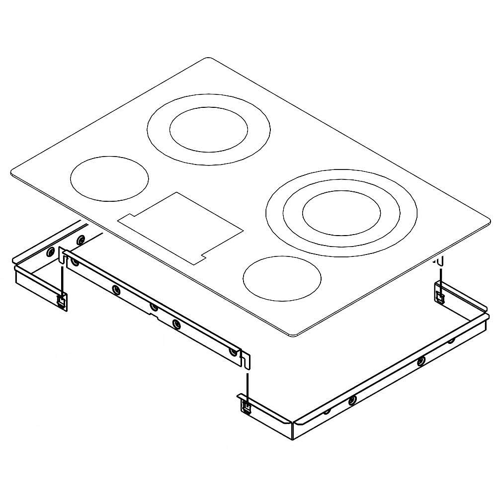Part #w10749640, Cooktop Main Top (White) / 39.50 x 7.00 x 30.25