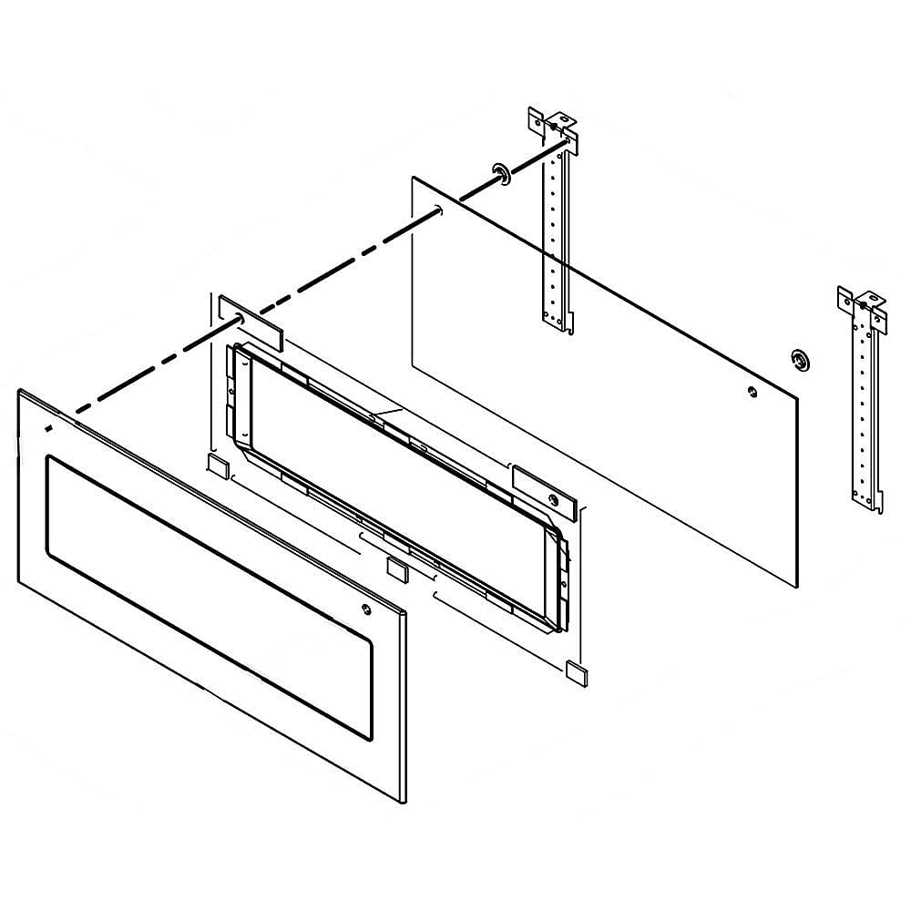 Part #w10775494, Microwave Door Outer Panel Assembly (Black Stainless) / 39.50 x 30.00 x 6.75