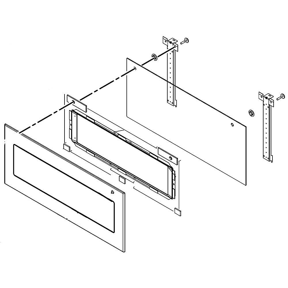 Part #w10783074, Wall Oven Microwave Door Outer Panel Assembly (Black) / 39.50 x 7.00 x 30.00
